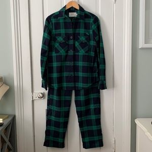 Melody Ehsani Green and Navy Plaid Button-Up Set